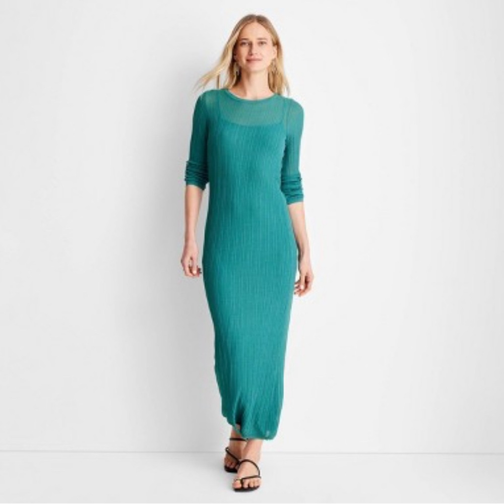 NWT Teal Sheer Dress
